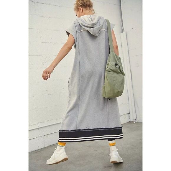 NEW FREE PEOPLE MOVEMENT Sz S MATCH UP MAXI SWEAT HOODIE TUNIC SWEATSHIRT DRESS - Picture 5 of 7